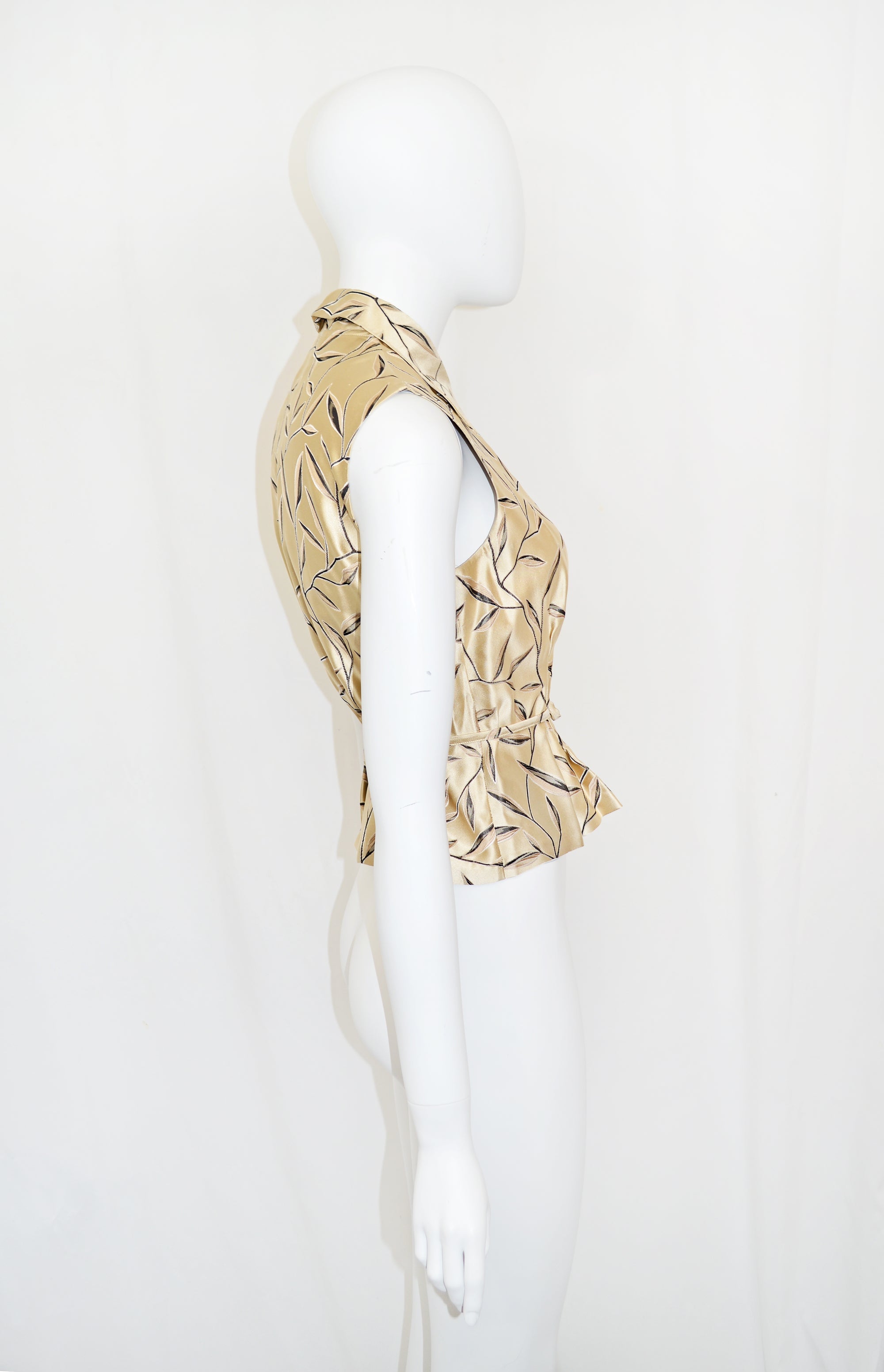 Prada 1997 Leaf Print Silk Blouse