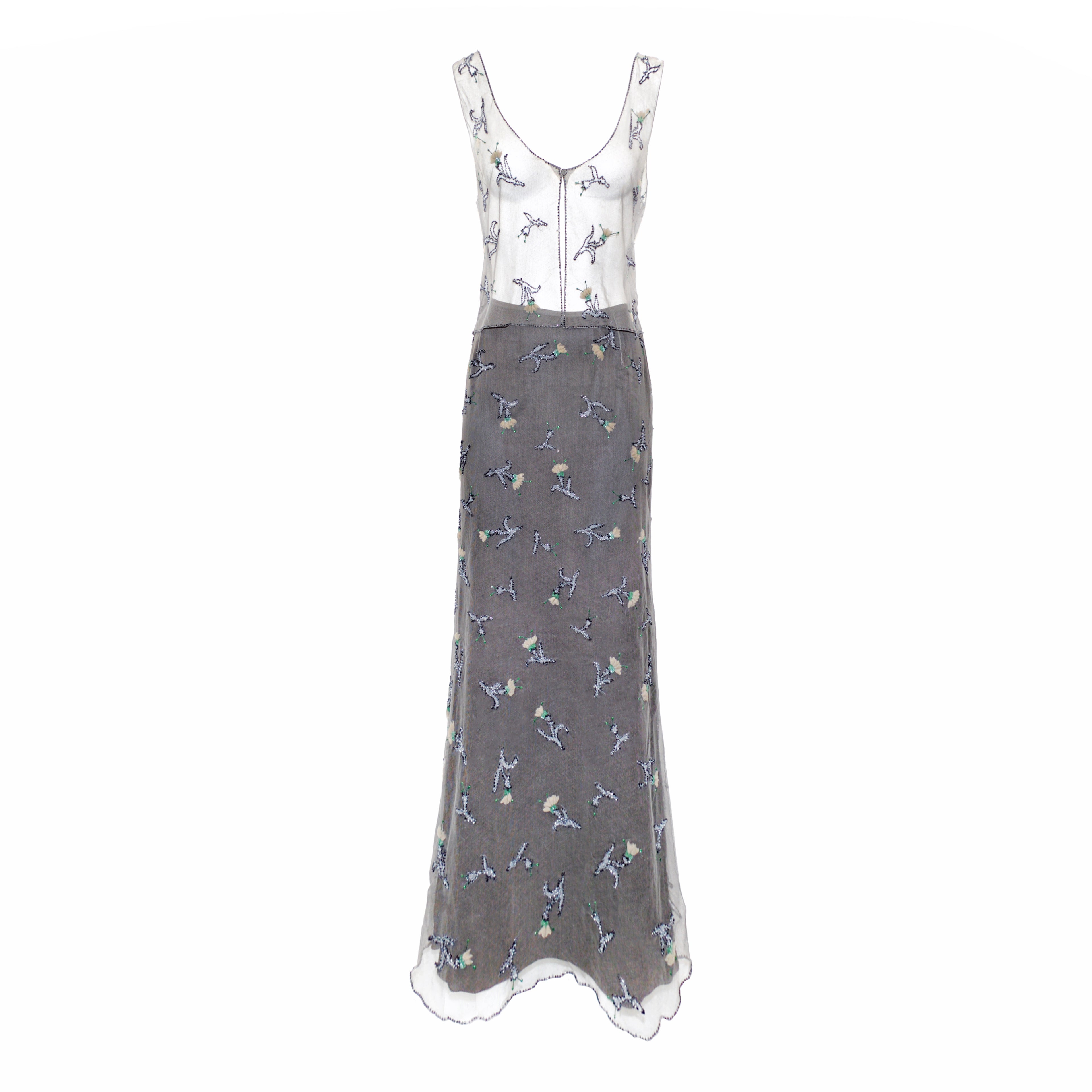 Prada FW 1997 Bead Embellished Tulle Skirt Set