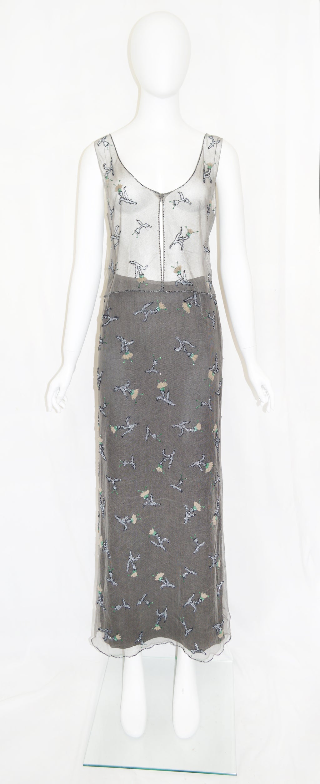 Prada FW 1997 Bead Embellished Tulle Skirt Set