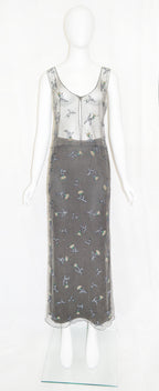 Prada FW 1997 Bead Embellished Tulle Skirt Set