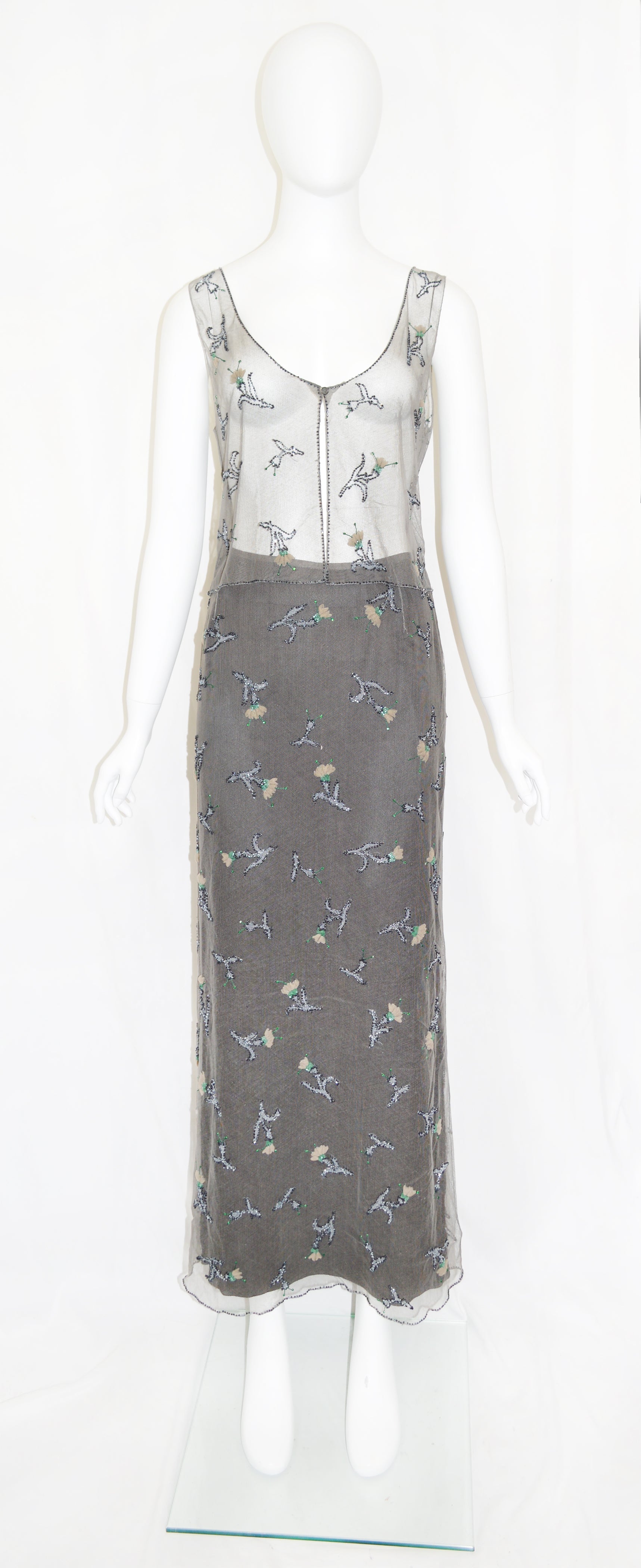 Prada FW 1997 Bead Embellished Tulle Skirt Set