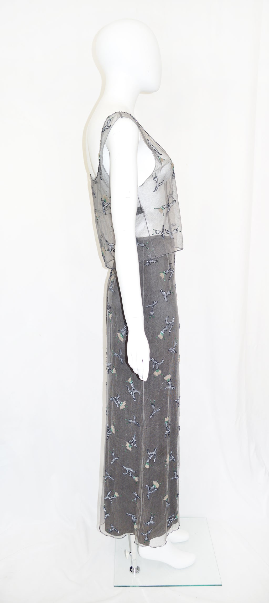Prada FW 1997 Bead Embellished Tulle Skirt Set