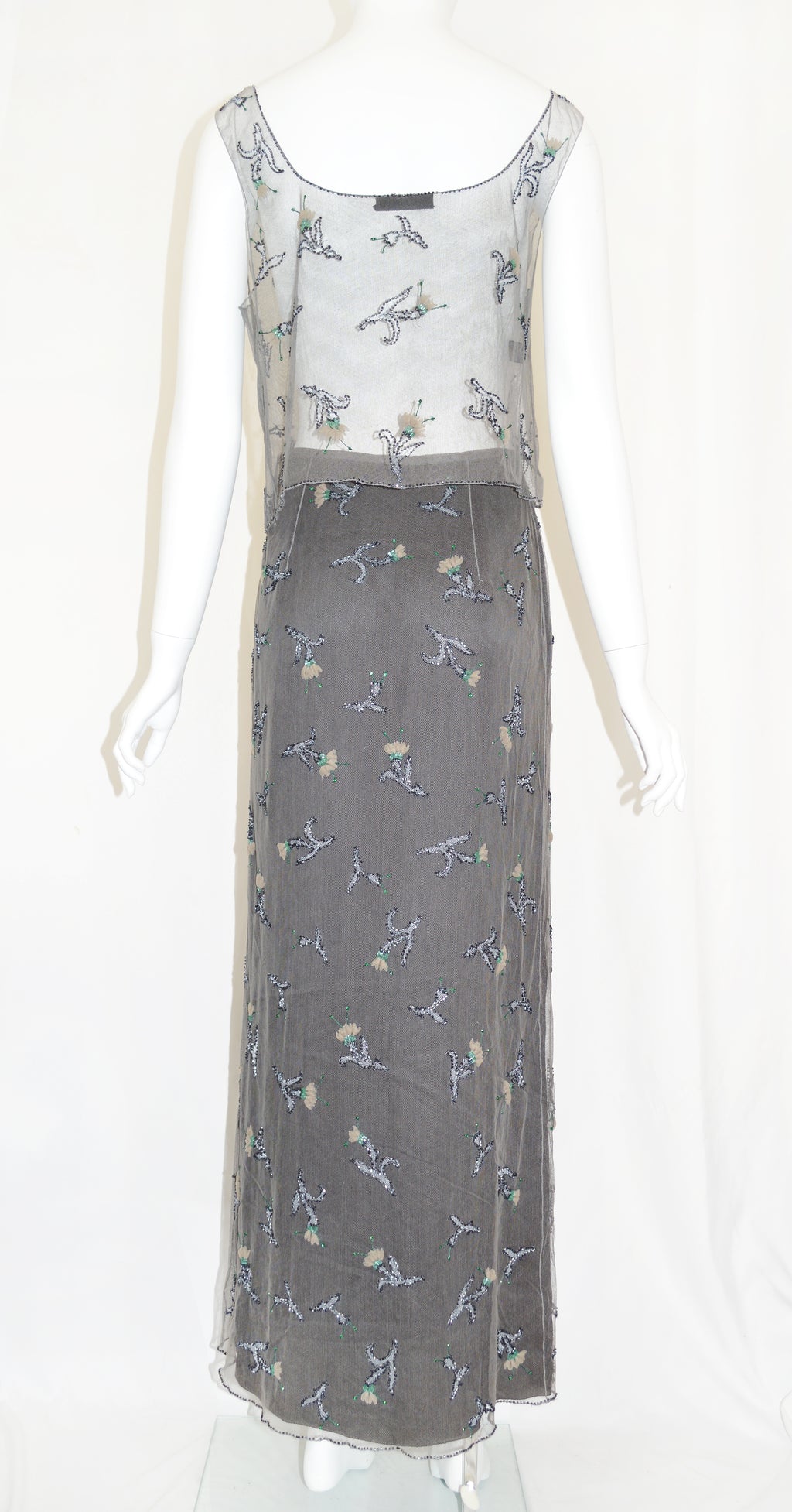 Prada FW 1997 Bead Embellished Tulle Skirt Set