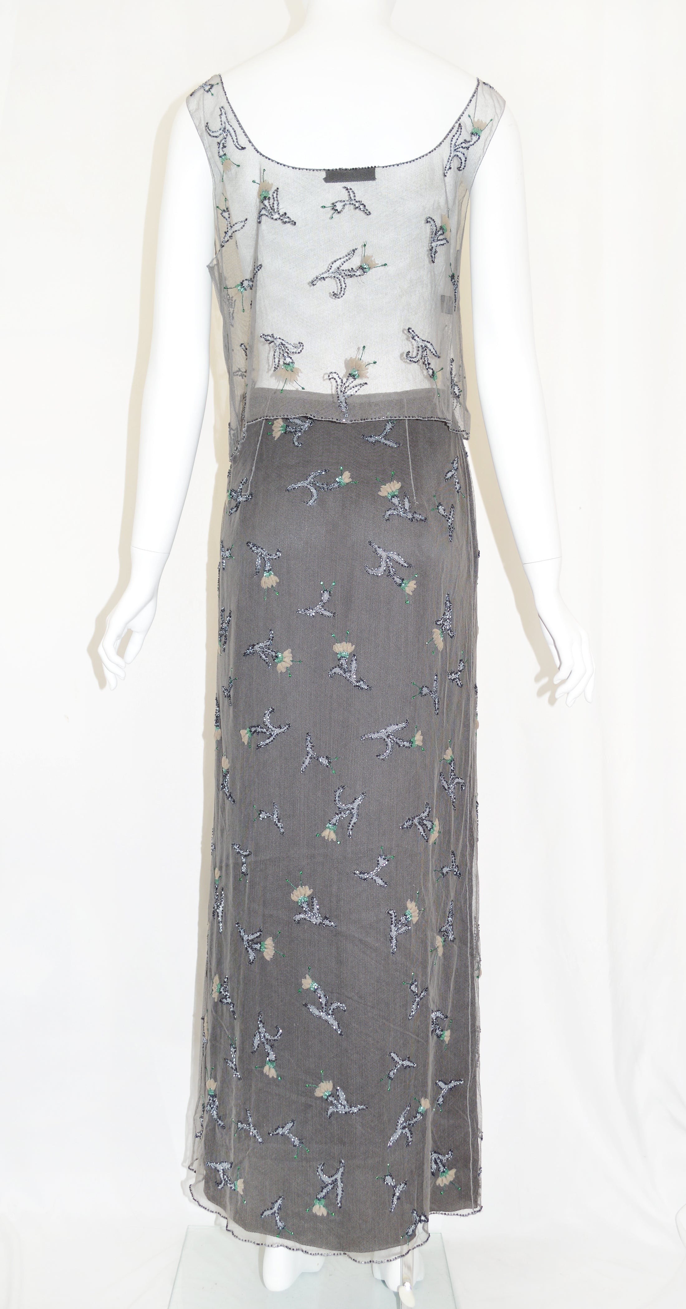 Prada FW 1997 Bead Embellished Tulle Skirt Set