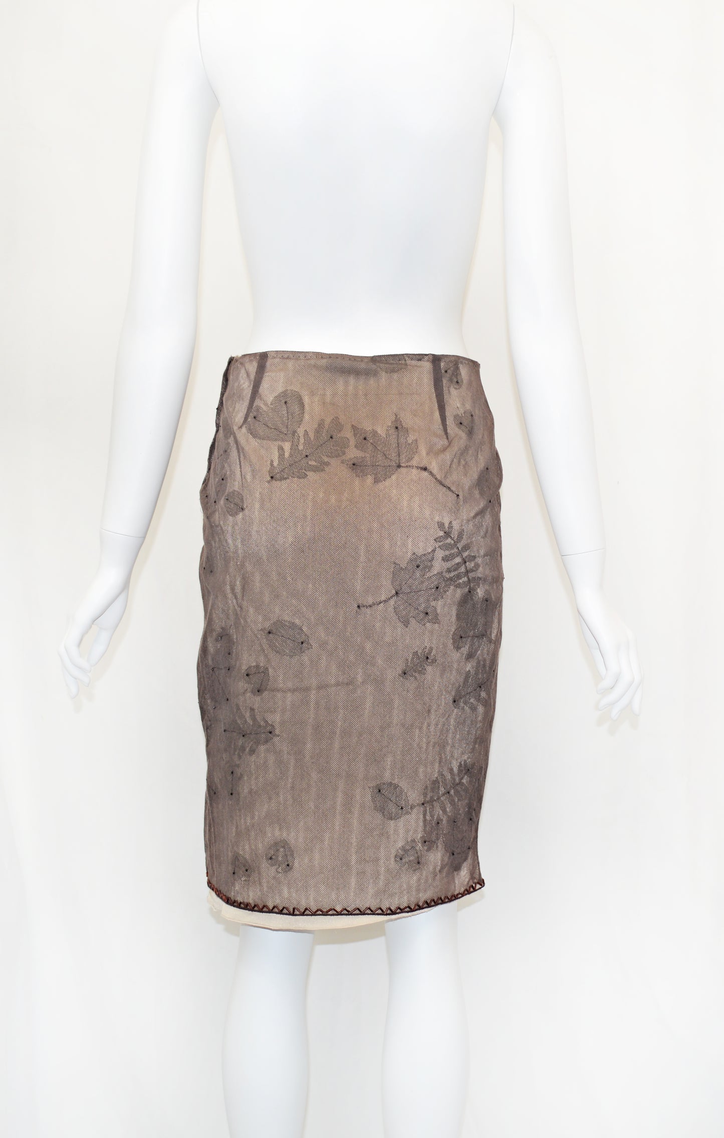 Prada 1999 Sheer Leaf Print Skirt