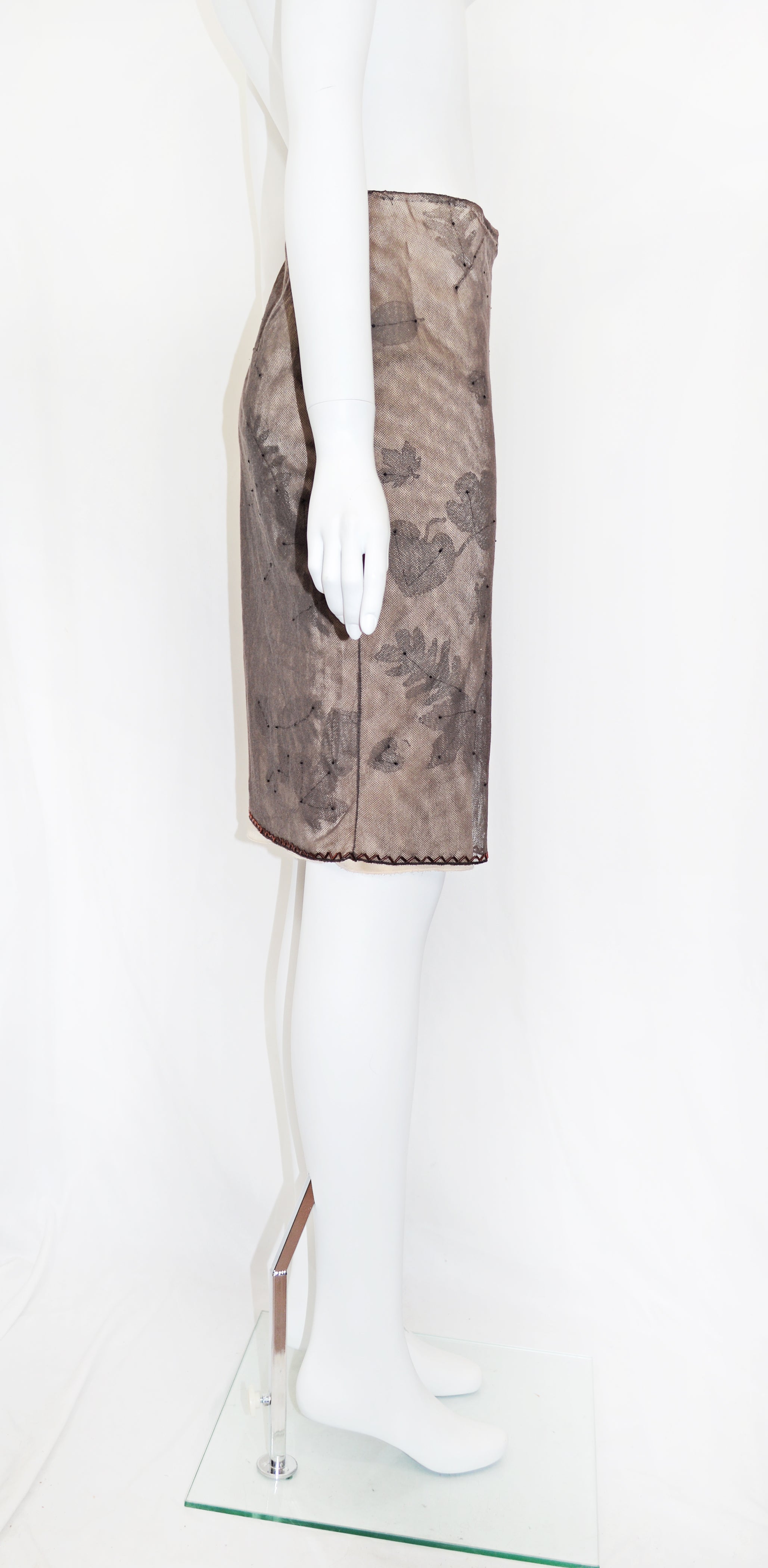 FW 99 Prada Suede Leaf Appliqué Skirt FW 99 Prada Suede Leaf Appliqué Skirt