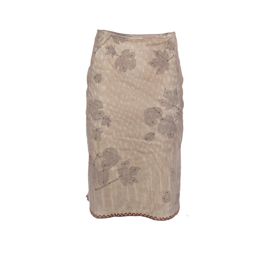 Prada 1999 Sheer Leaf Print Skirt