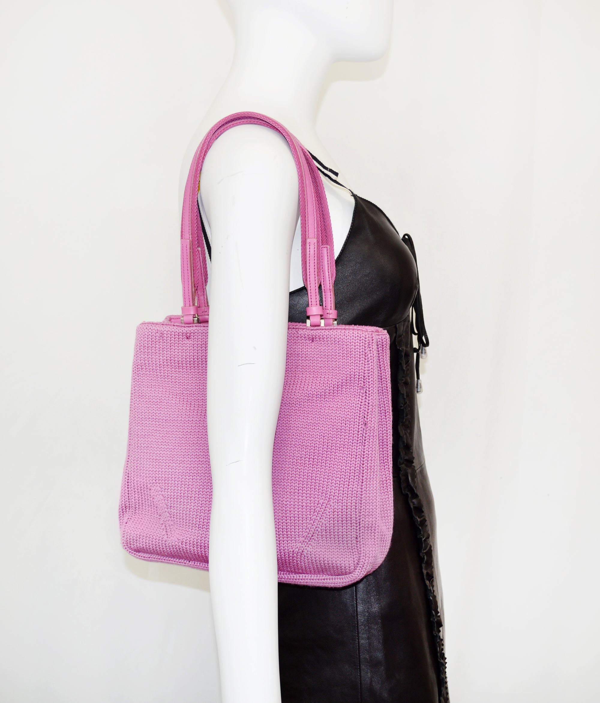 Prada wool knit bag, 1999, pink