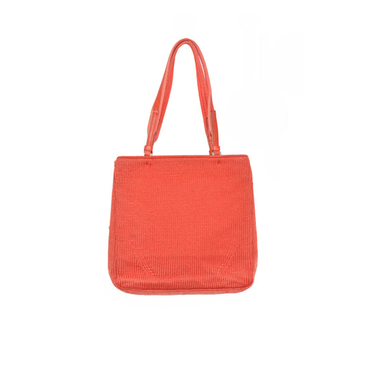 Prada FW 1999 orange knit wool tote bag