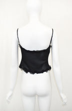 PRADA 1999 patent leather embellished mesh tank