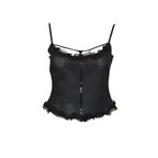 PRADA 1999 patent leather embellished mesh tank