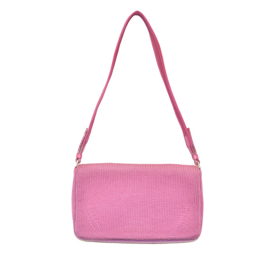 Prada FW 1999 Pink Wool Knit Bag w Neoprene Mesh