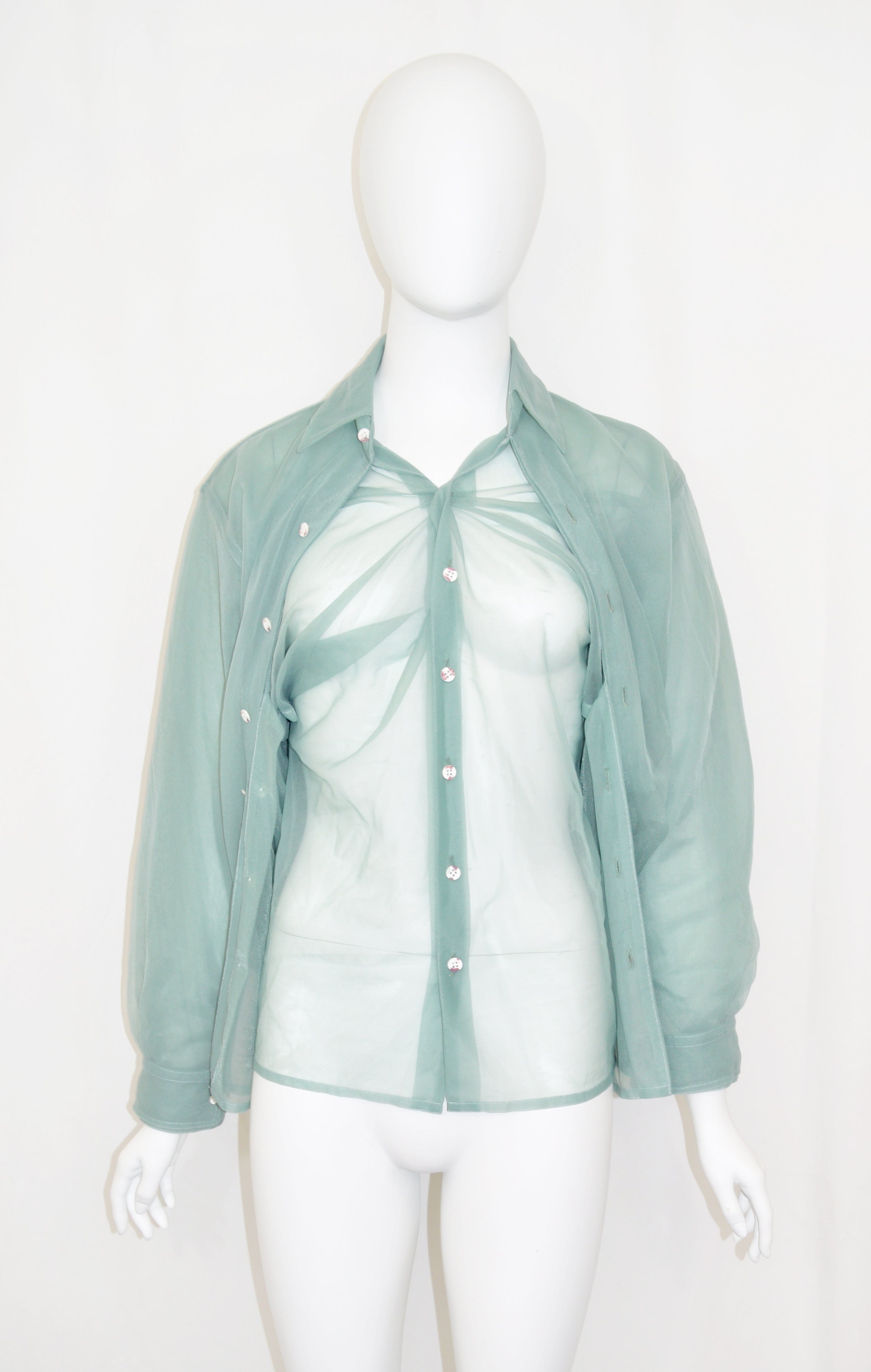 Comme des Garcons FW 1990 Sheer Multi Layer Button Up Blouse