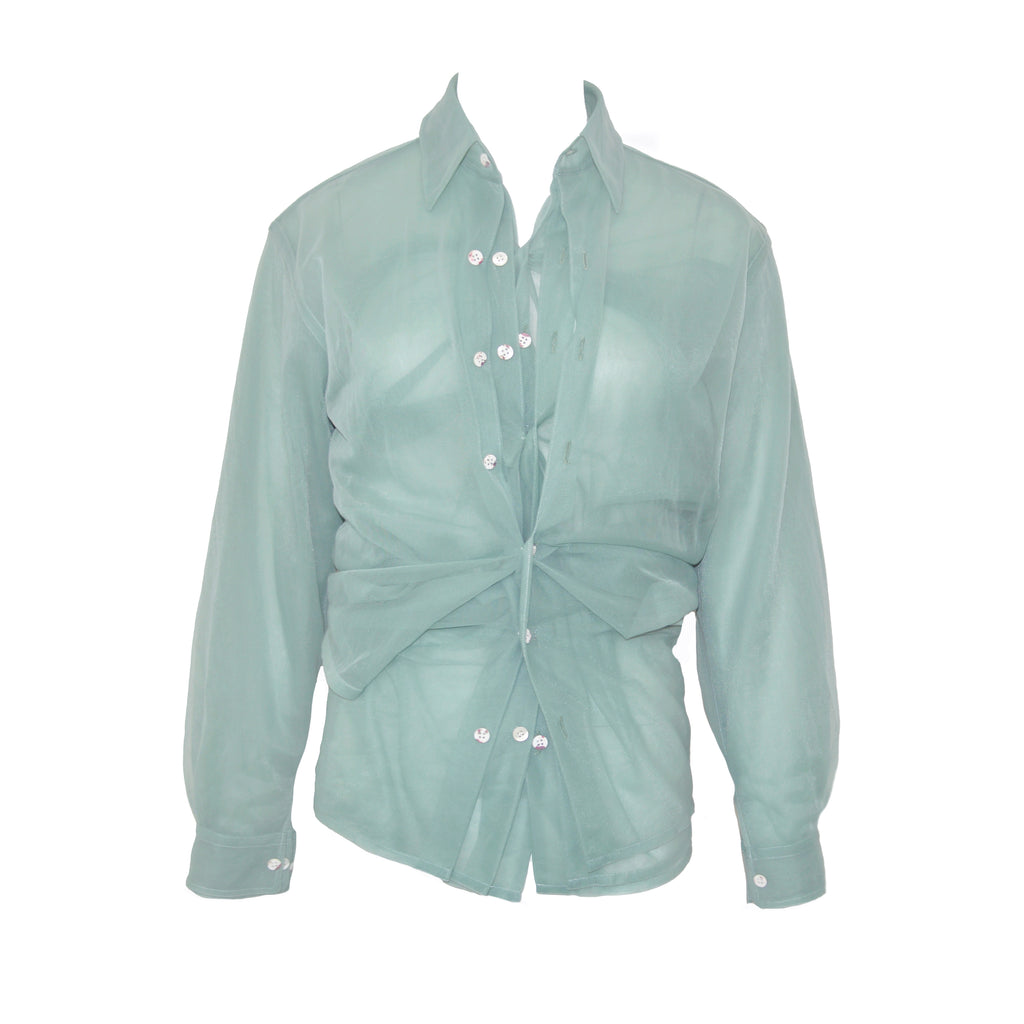 Comme des Garcons FW 1990 Sheer Multi Layer Button Up Blouse