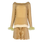 Valentino FW 1994 Feather Cuff Skirt Set