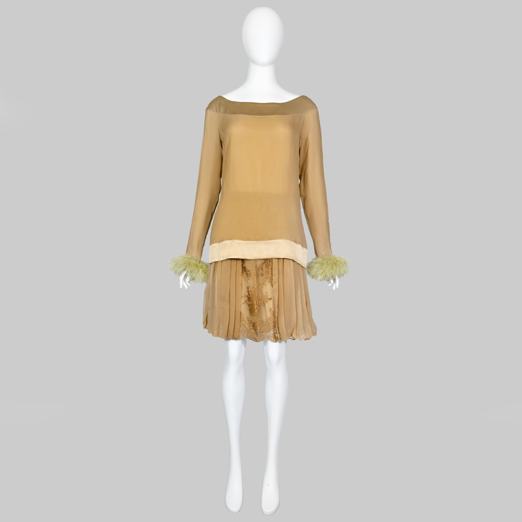 Valentino FW 1994 Feather Cuff Skirt Set