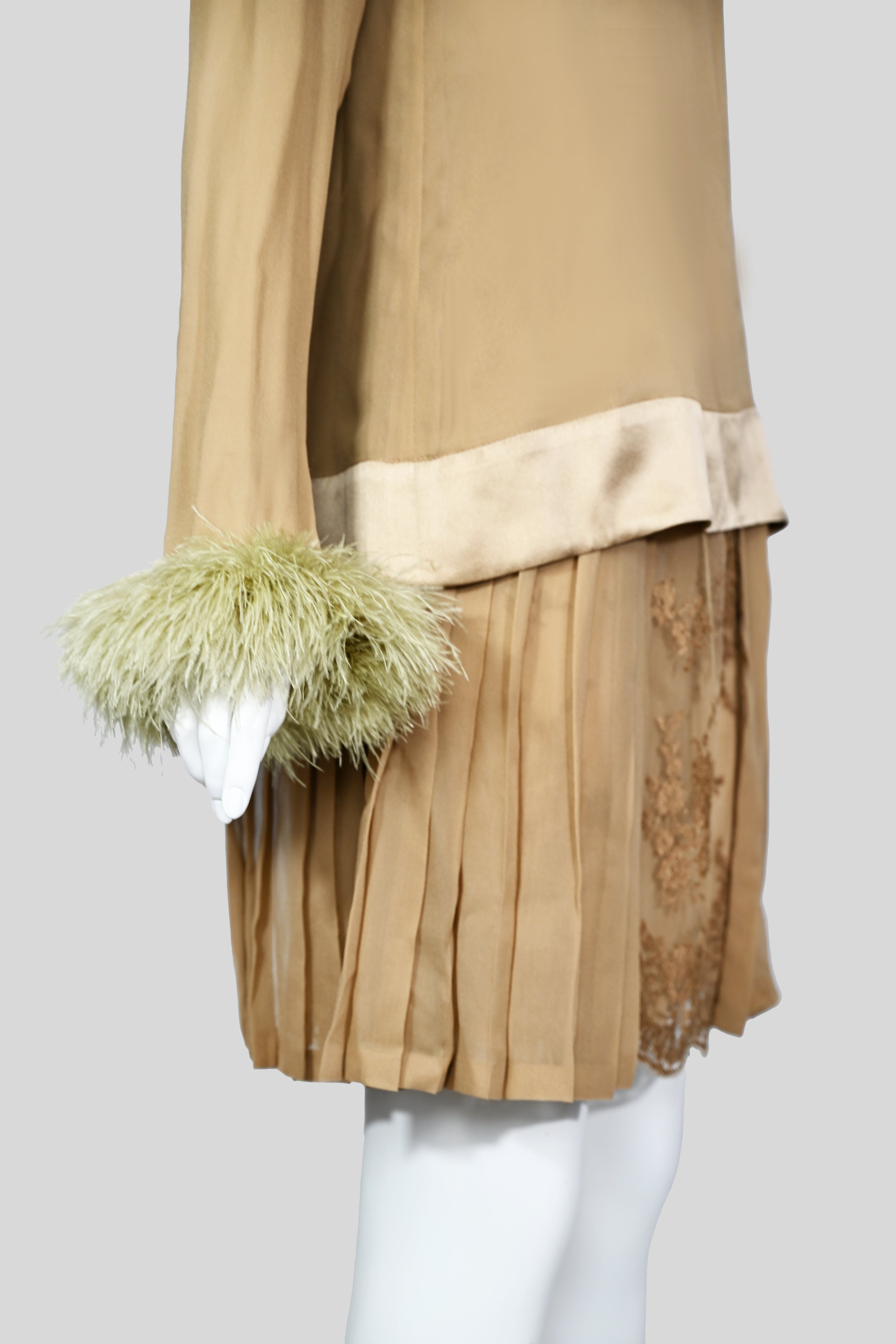 Valentino FW 1994 Feather Cuff Skirt Set