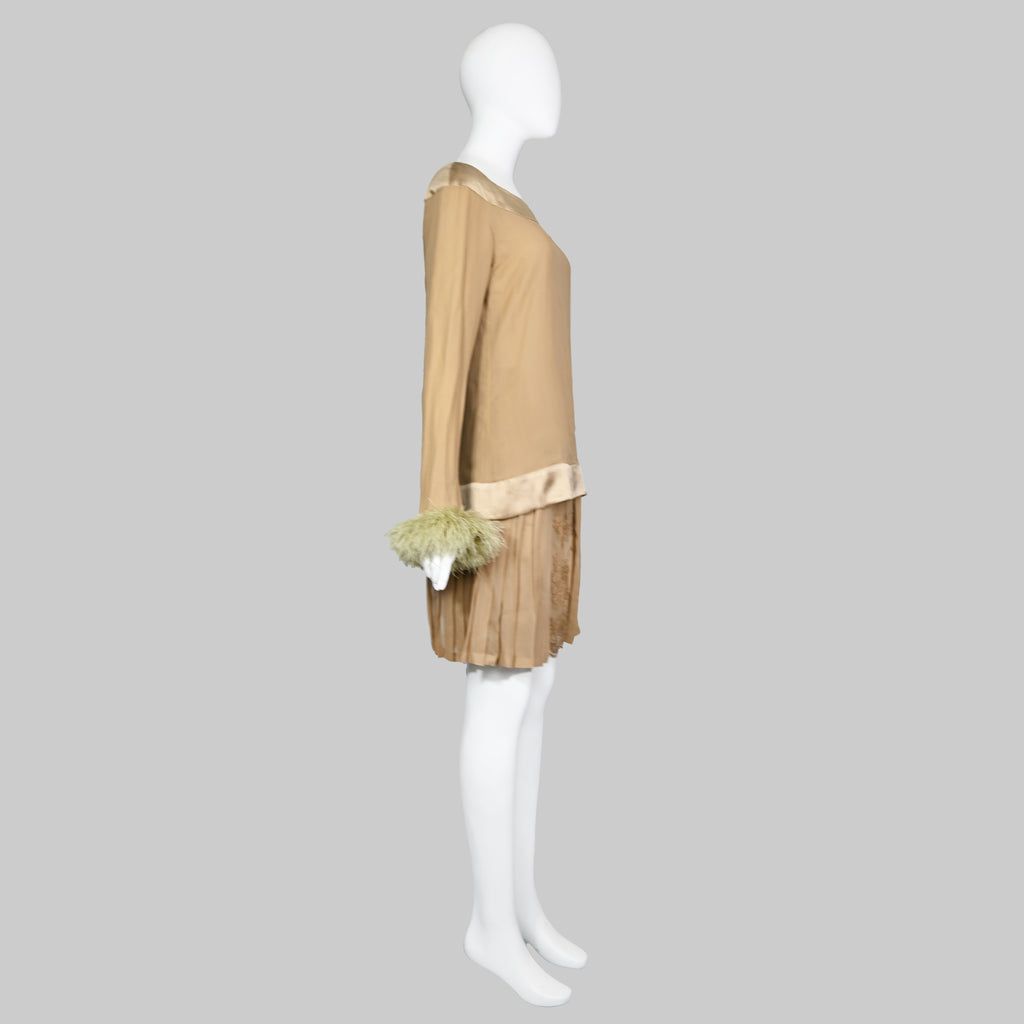 Valentino FW 1994 Feather Cuff Skirt Set