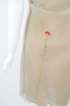 Guy Laroche 1998 layered tulle dress with embroidered flowers