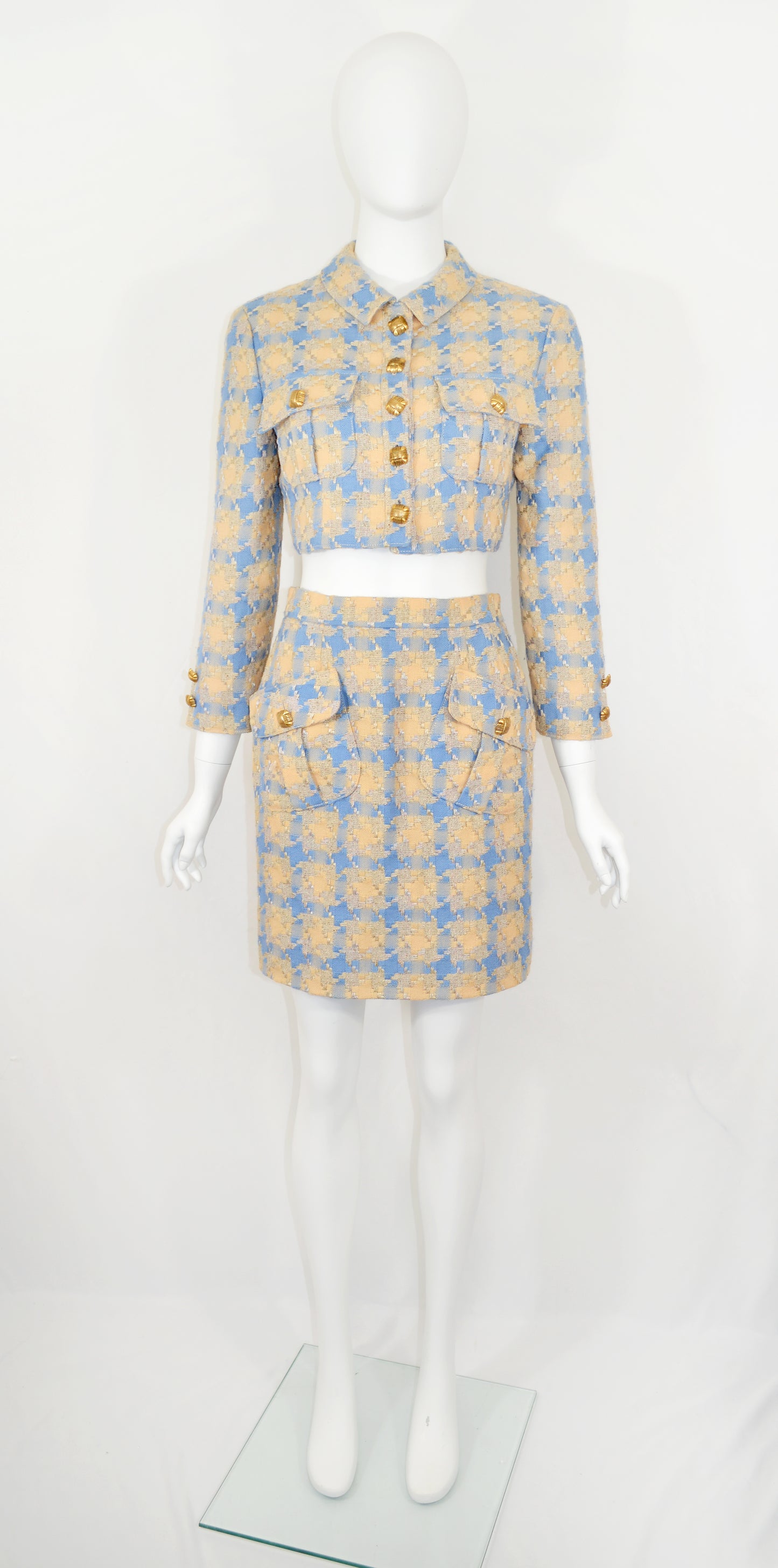 Valentino Boutique SS 1995 Plaid Skirt Suit