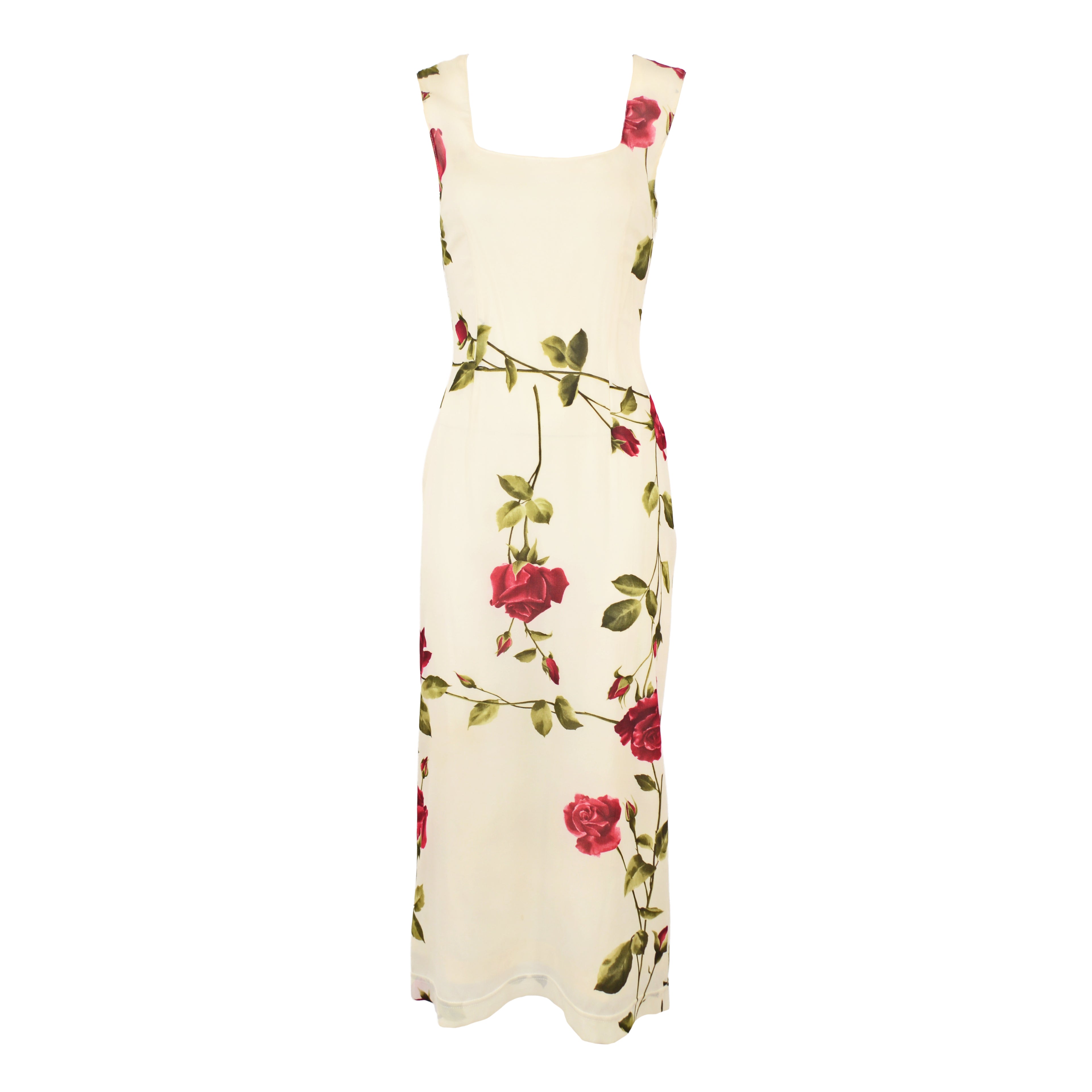 Dolce & Gabbana 1990S Silk Chiffon Dress with Rose Print