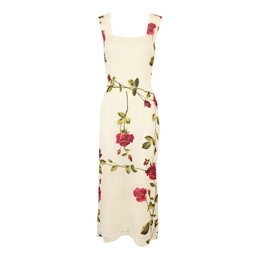 Dolce & Gabbana 1990S Silk Chiffon Dress with Rose Print