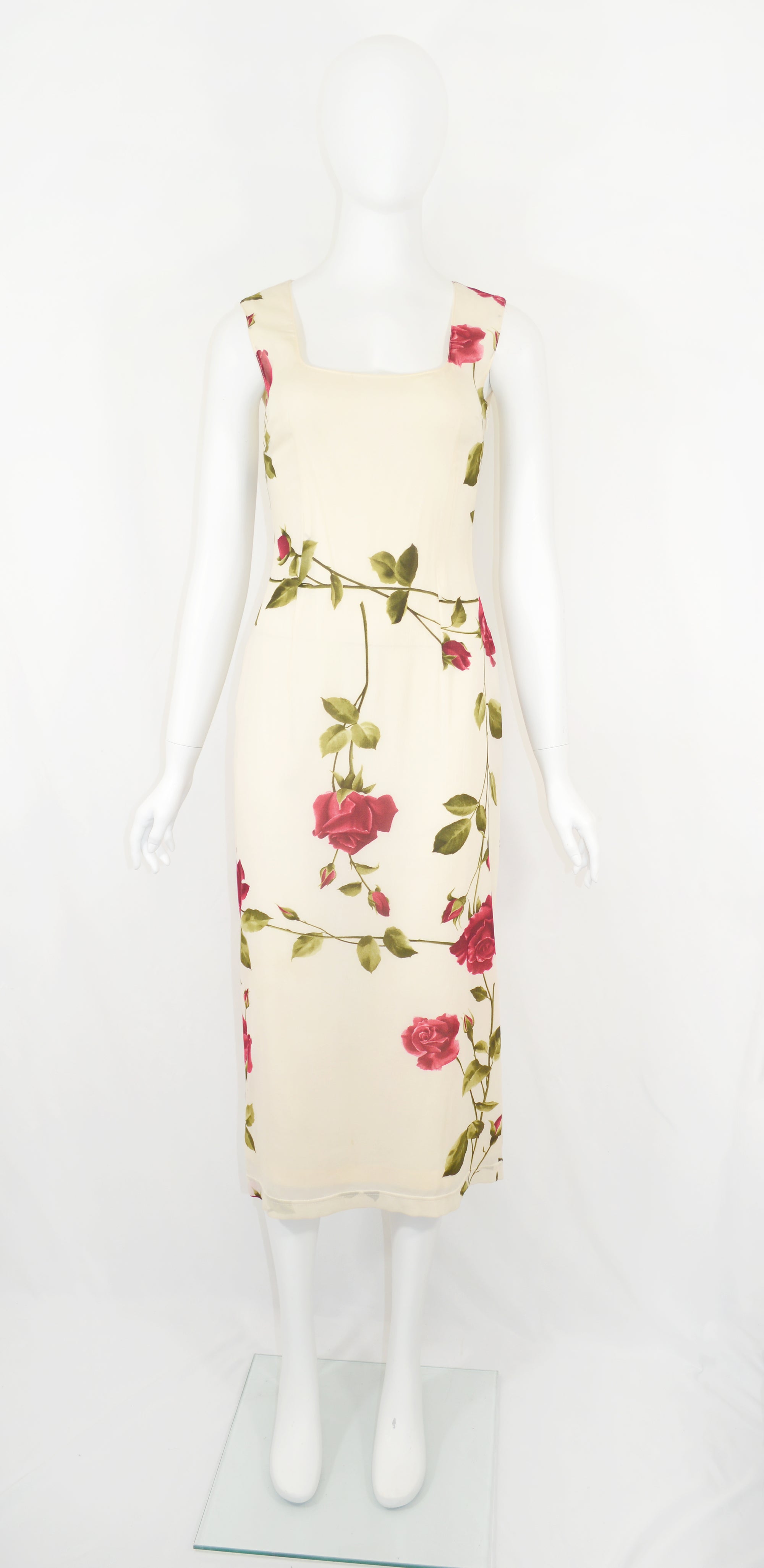 Dolce &amp; Gabbana 1990S Silk Chiffon Dress with Rose Print