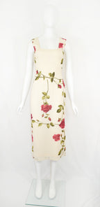 Dolce & Gabbana 1990S Silk Chiffon Dress with Rose Print