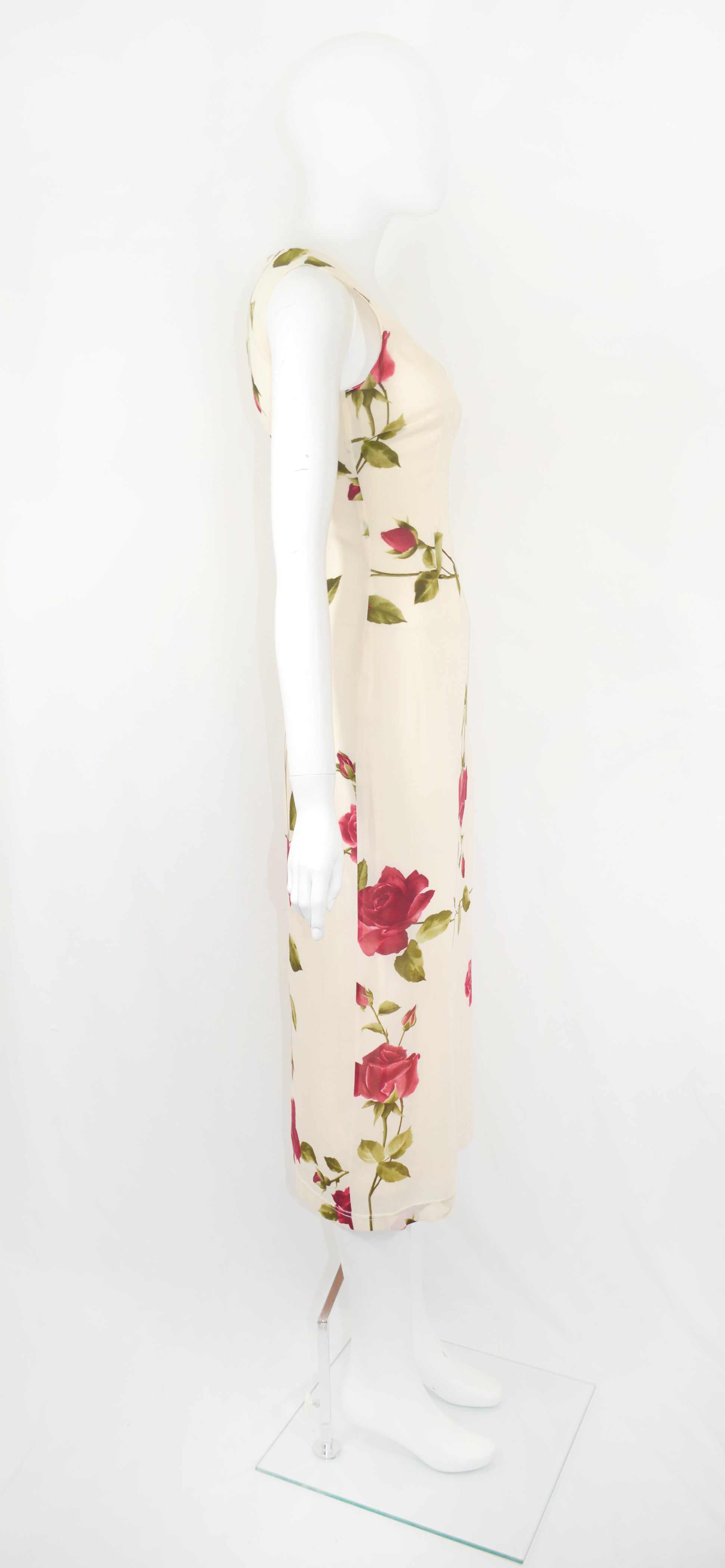 Dolce & Gabbana 1990S Silk Chiffon Dress with Rose Print