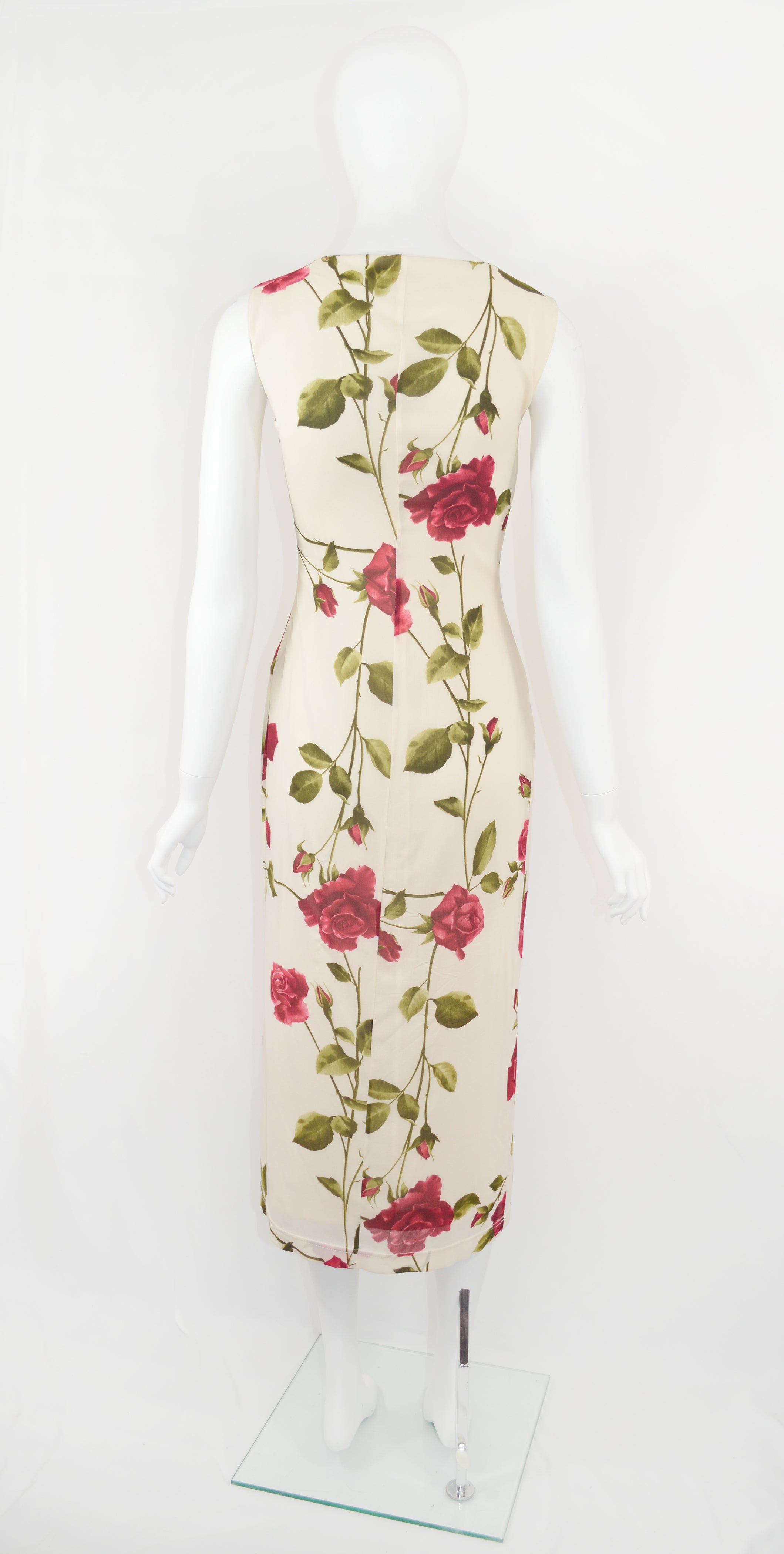 Dolce & Gabbana 1990S Silk Chiffon Dress with Rose Print