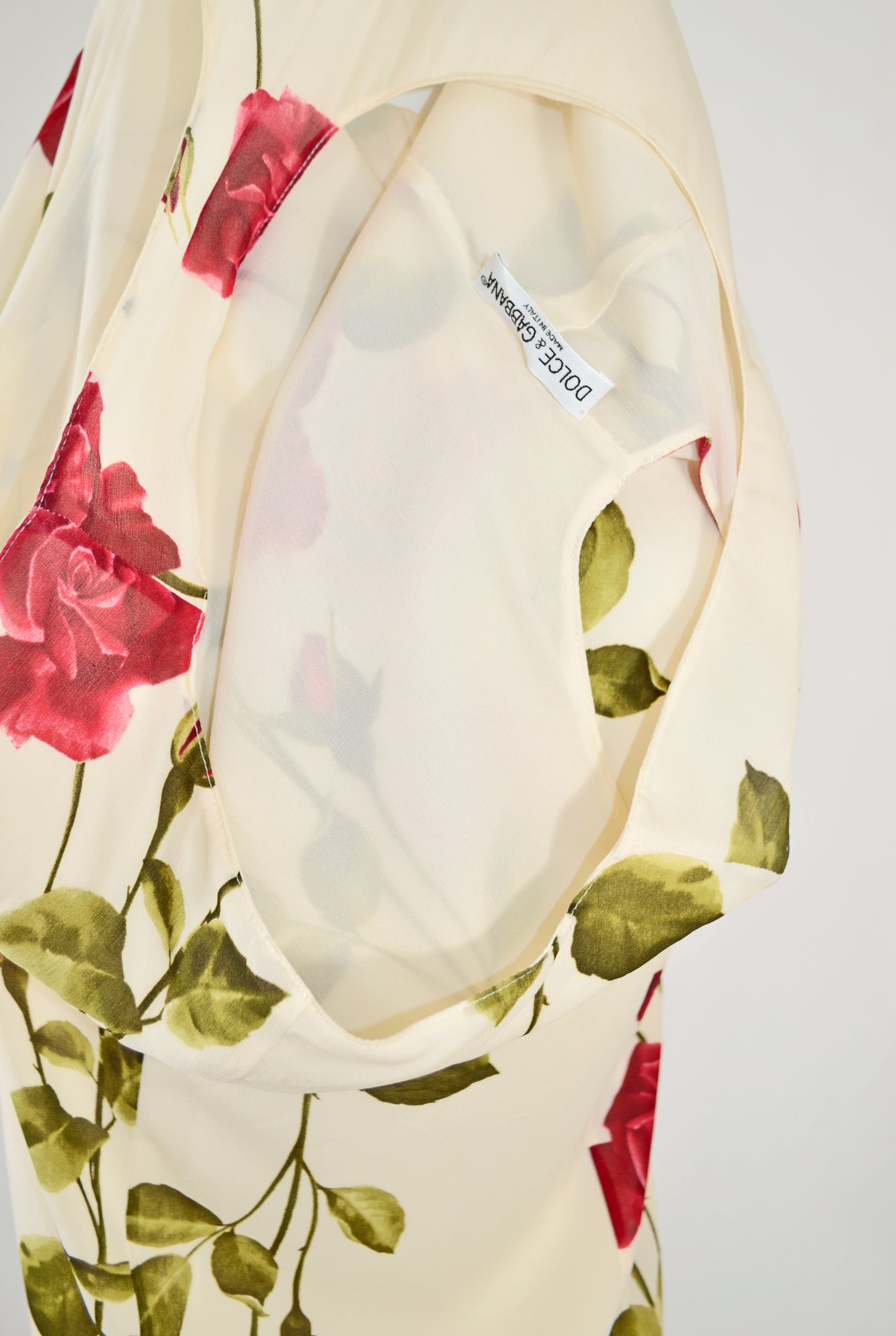 Dolce & Gabbana 1990S Silk Chiffon Dress with Rose Print