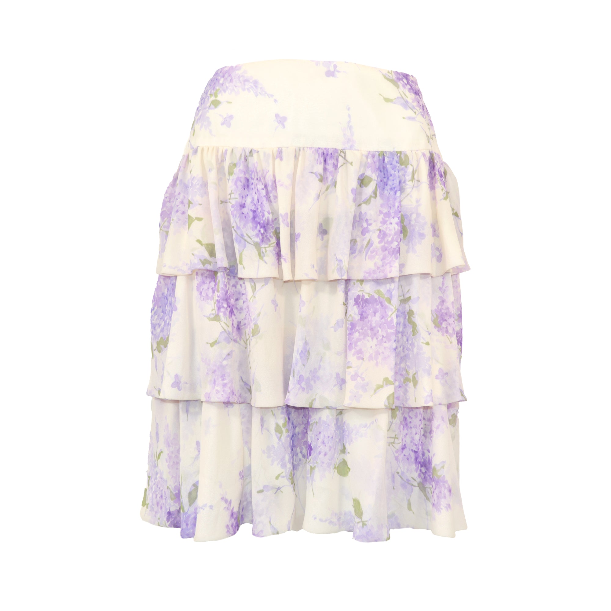 VALENTINO Cruise 2008 Lilac Floral Tiered Skirt