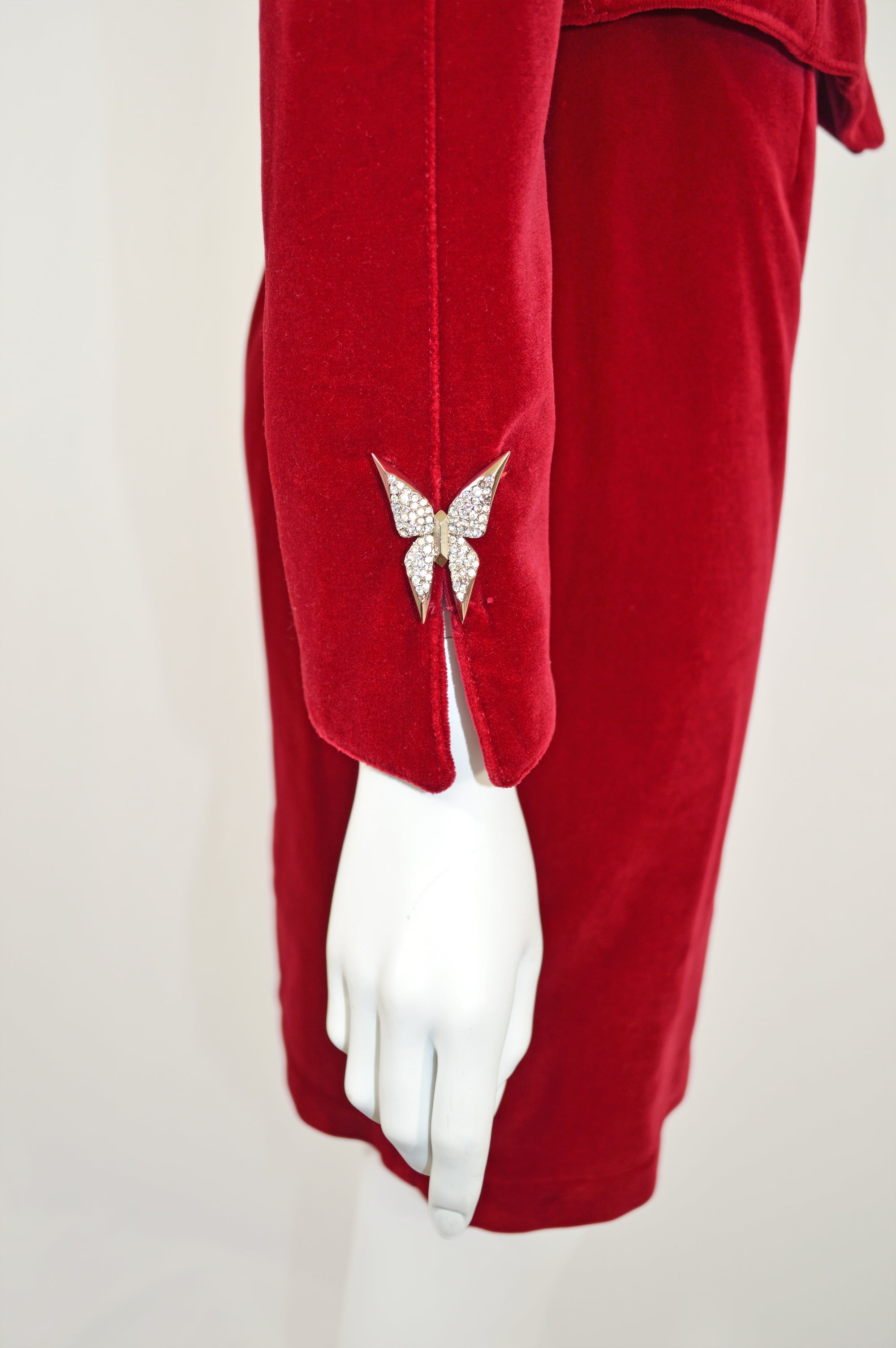 Thierry Mugler Velvet Skirt Suit with Butterfly Accents