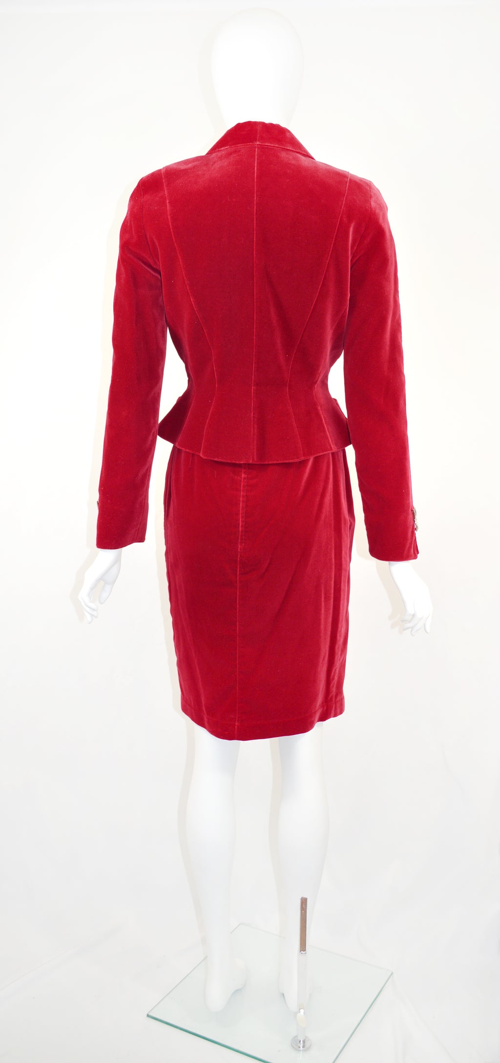 Thierry Mugler Velvet Skirt Suit with Butterfly Accents