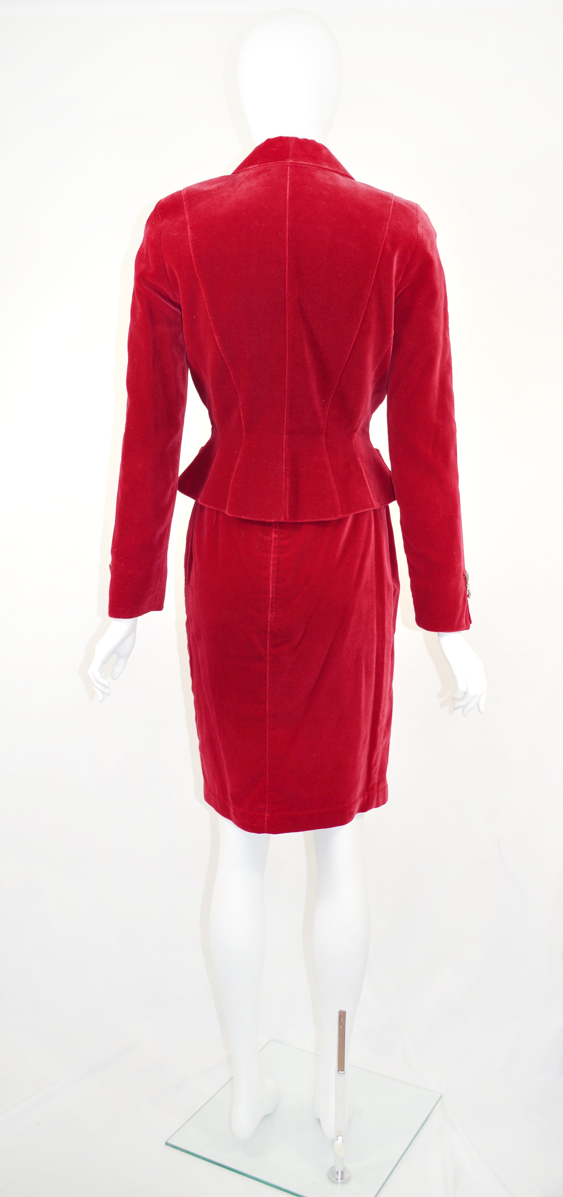 Thierry Mugler Velvet Skirt Suit with Butterfly Accents