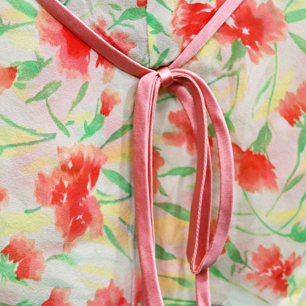 Valentino Carnation Tiered Silk Dress