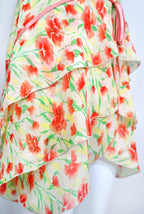 Valentino Carnation Tiered Silk Dress