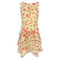 Valentino Carnation Tiered Silk Dress