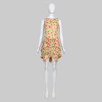 Valentino Carnation Tiered Silk Dress