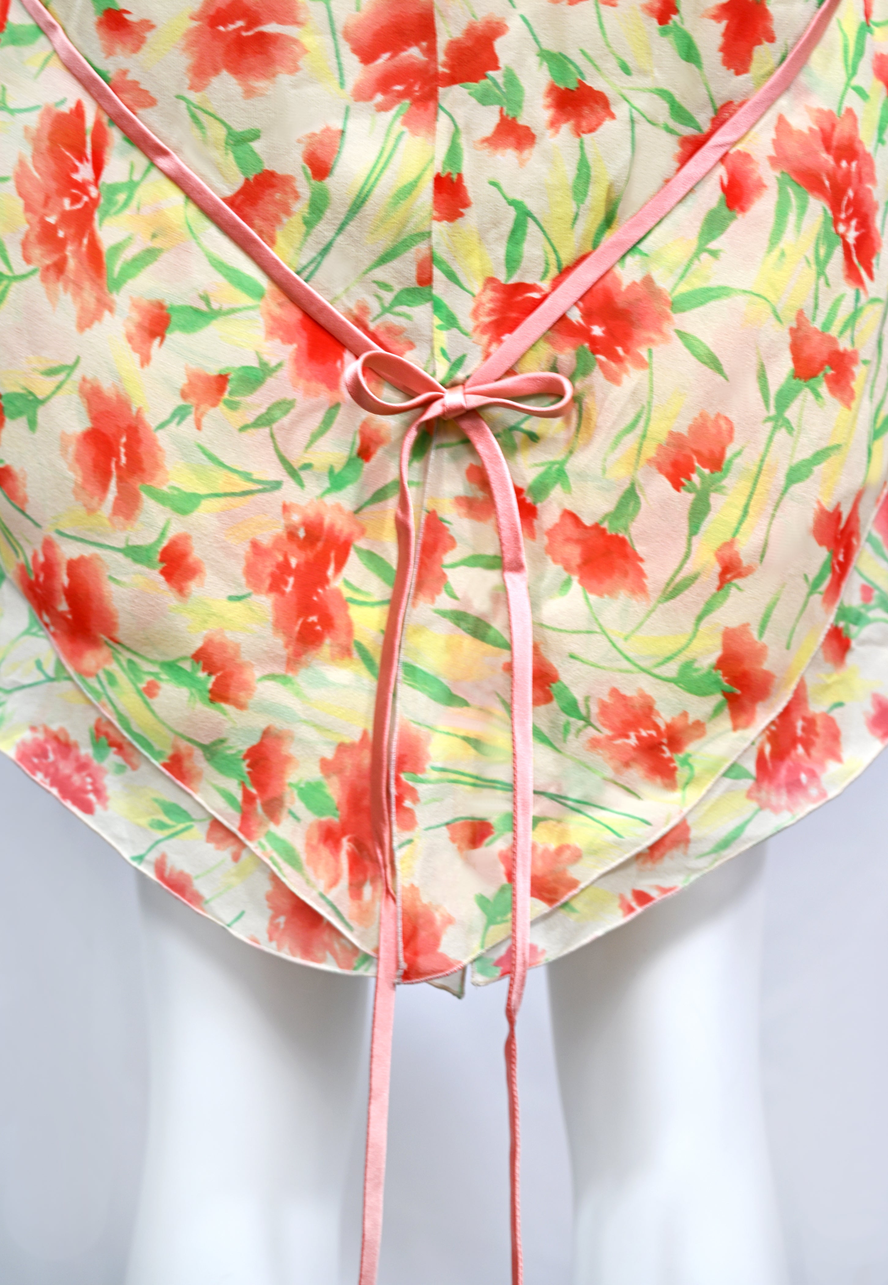 Valentino Carnation Tiered Silk Dress