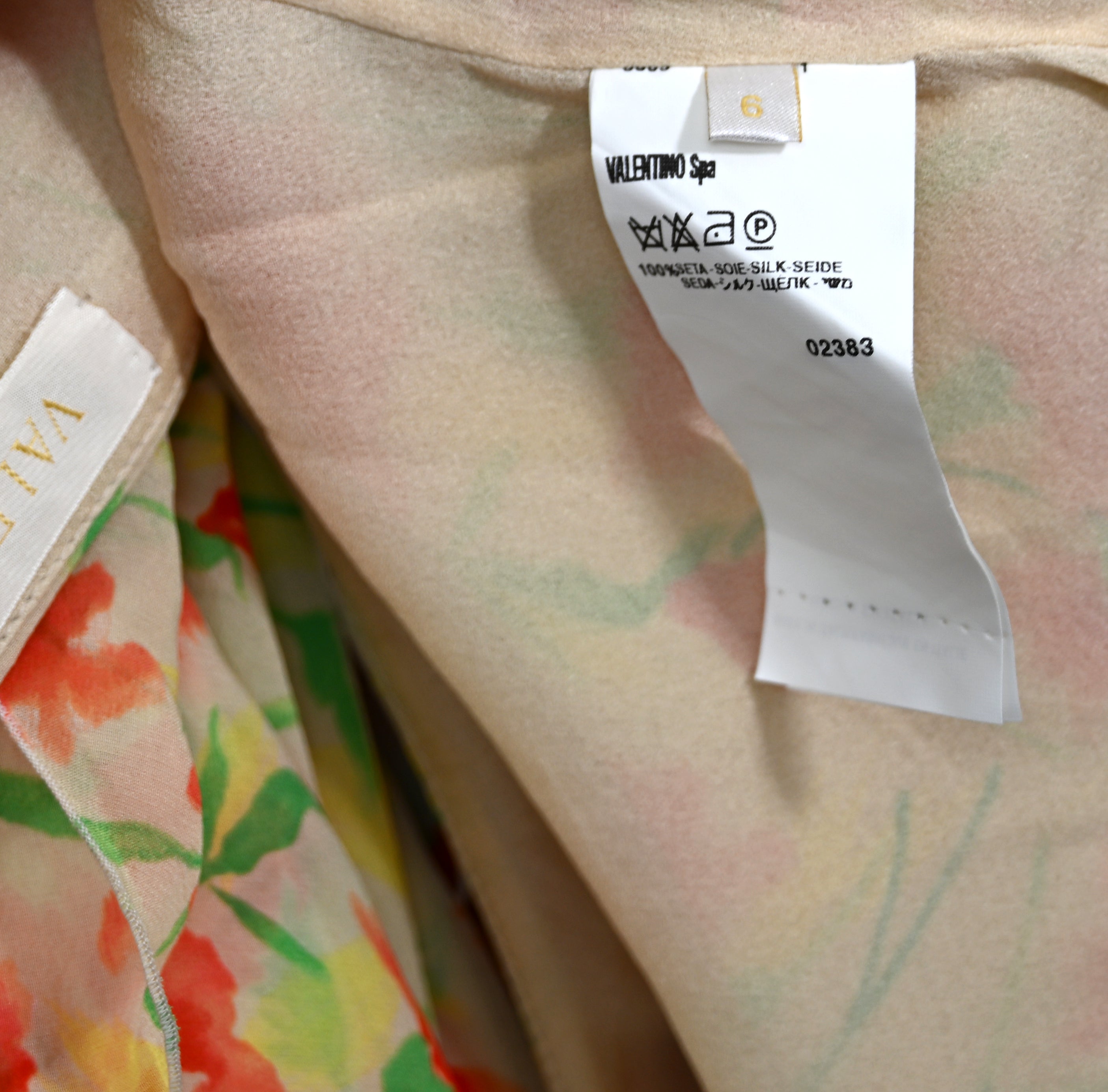 Valentino Carnation Tiered Silk Dress