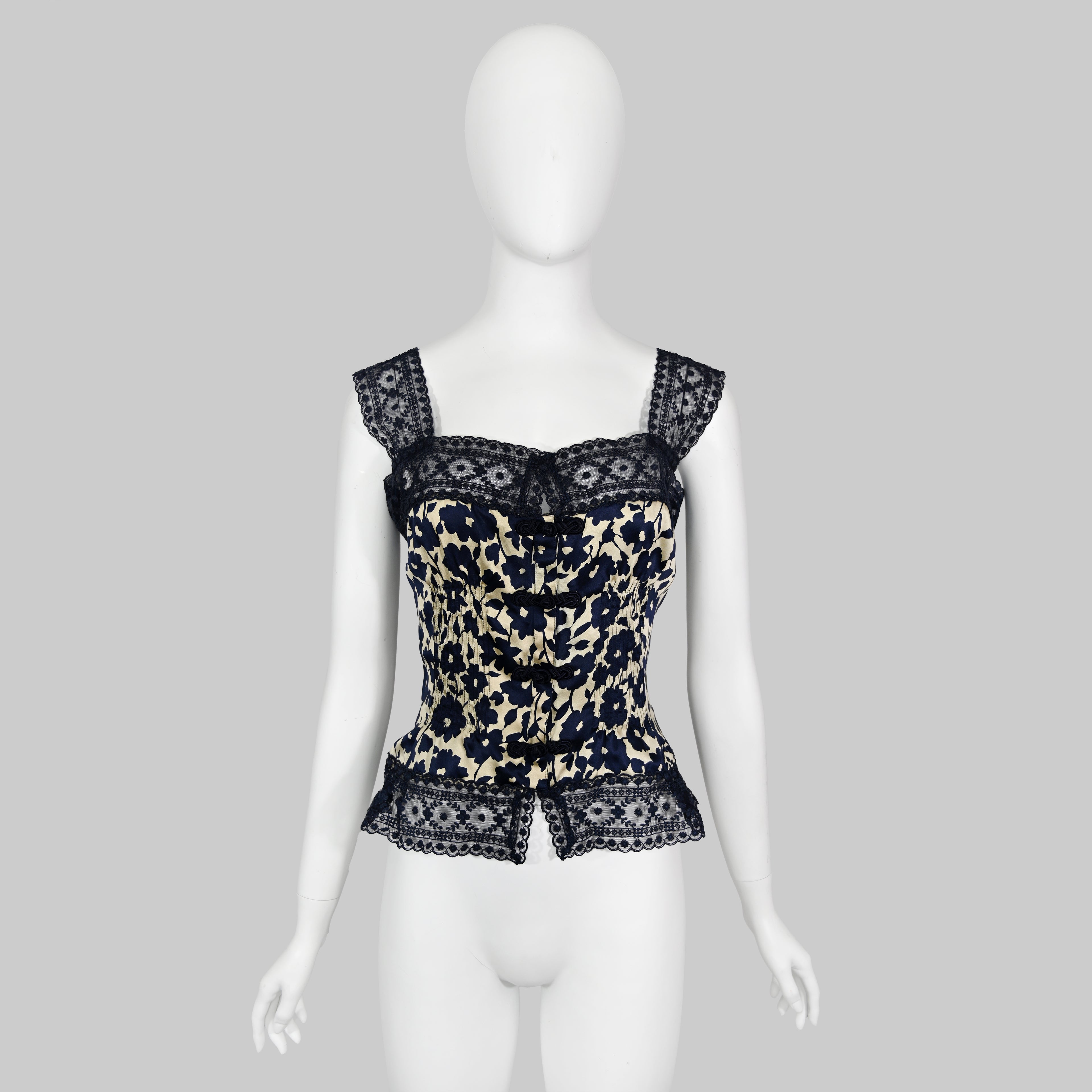 Valentino 1994 Floral Lace &  Silk Blouse