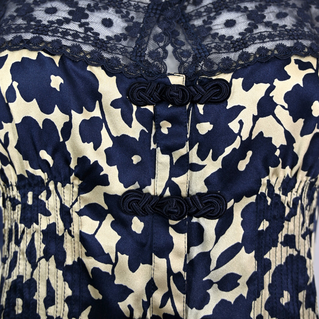 Valentino 1994 Floral Lace &  Silk Blouse
