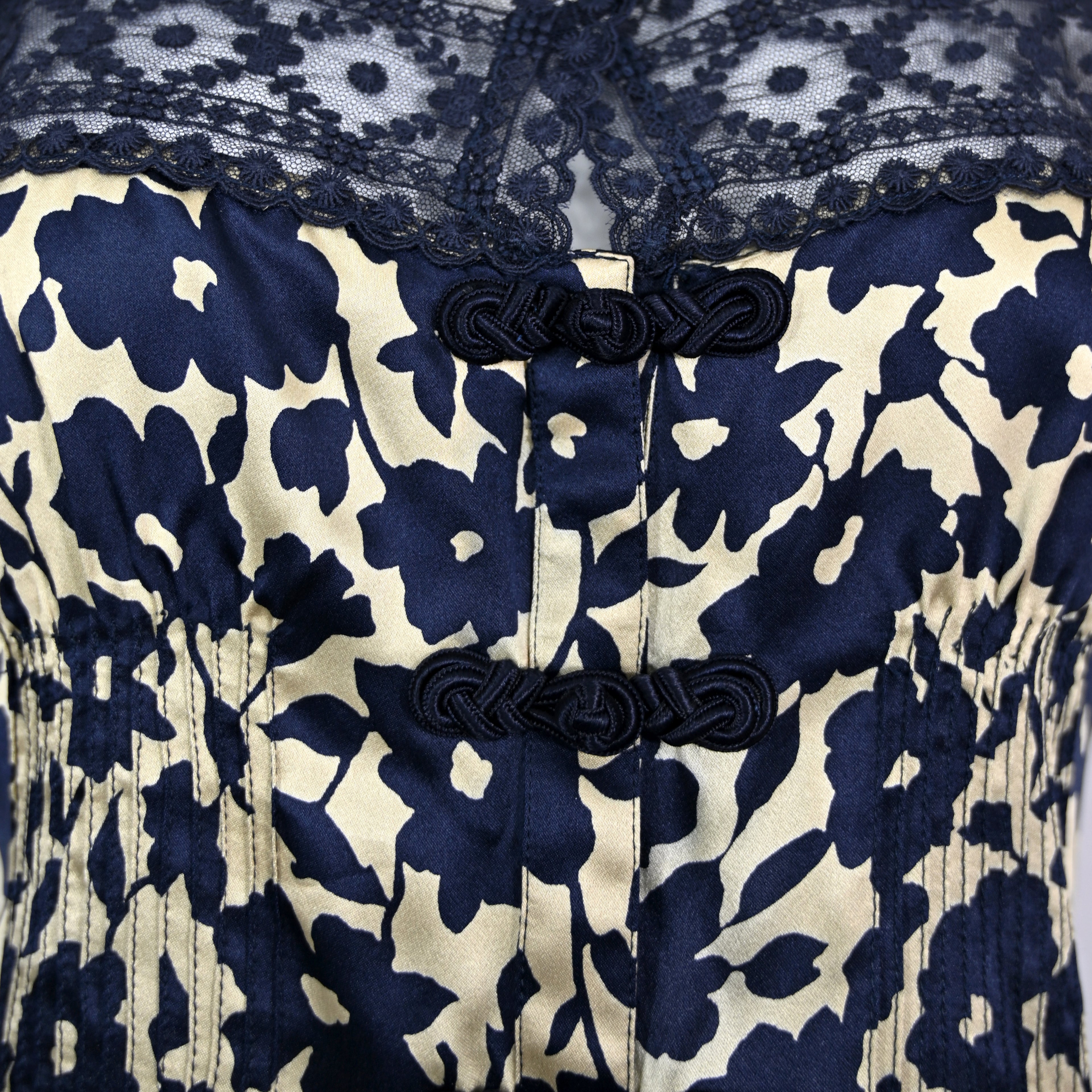 Valentino 1994 Floral Lace &  Silk Blouse