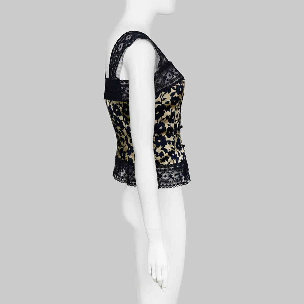 Valentino 1994 Floral Lace &  Silk Blouse
