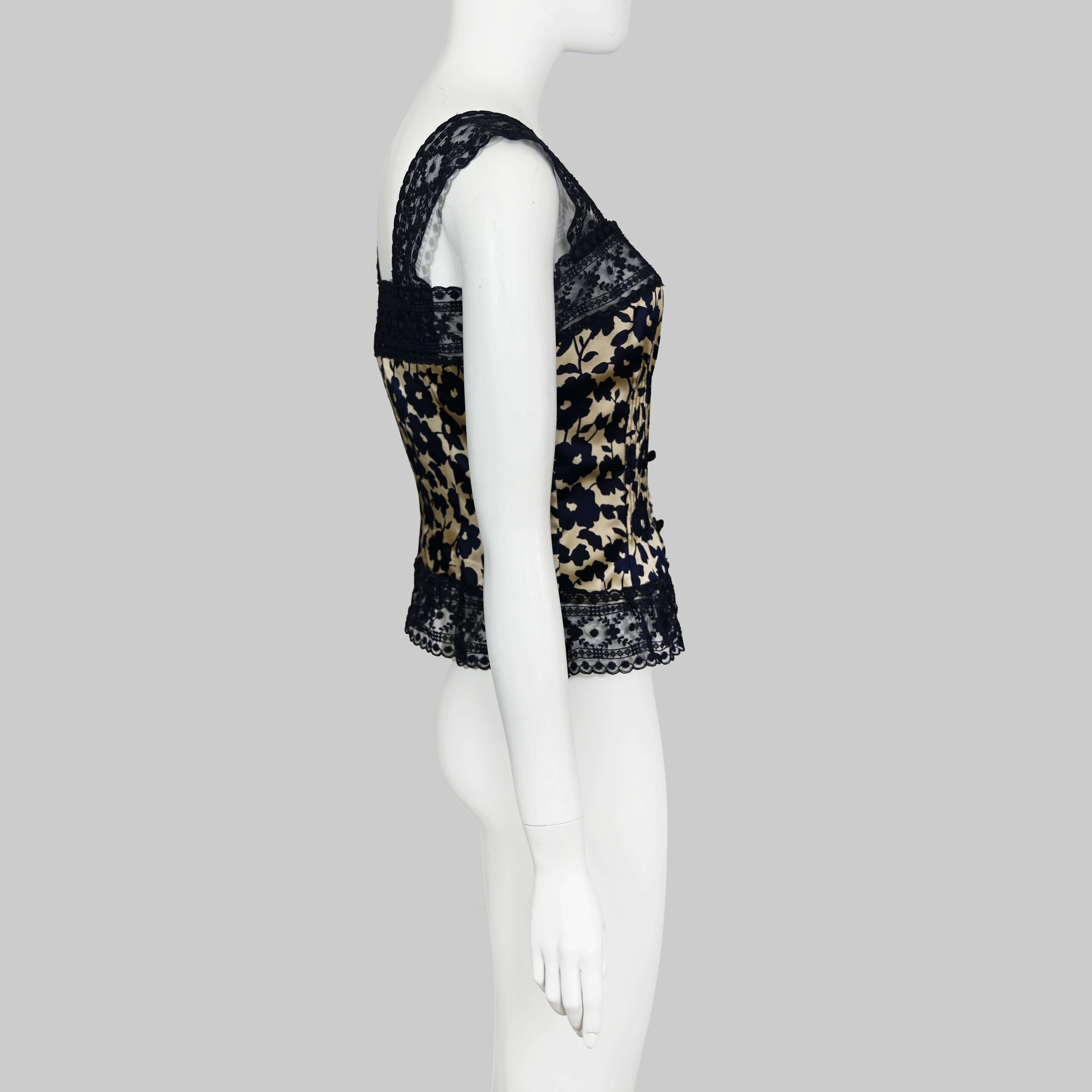 Valentino 1994 Floral Lace &  Silk Blouse