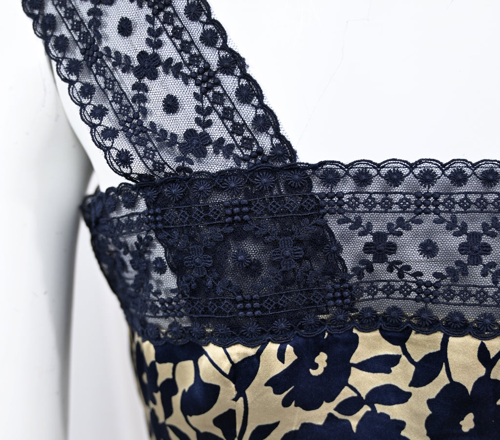 Valentino 1994 Floral Lace &  Silk Blouse