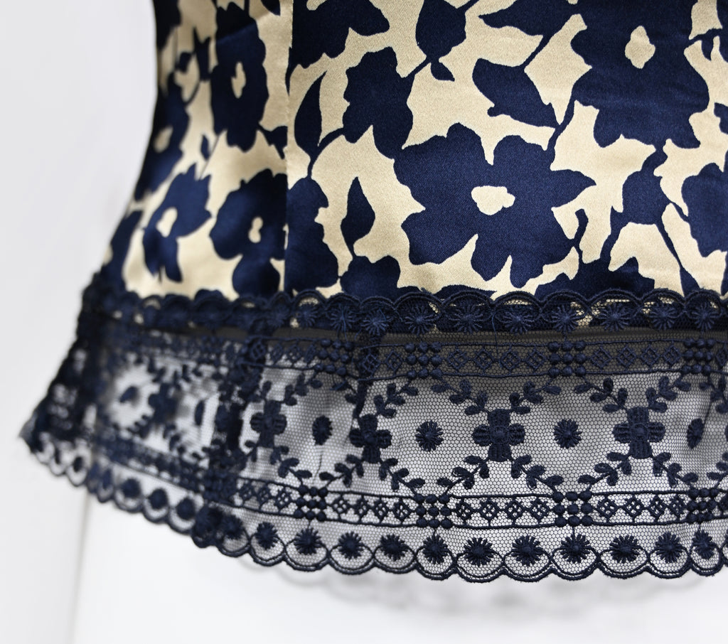 Valentino 1994 Floral Lace &  Silk Blouse