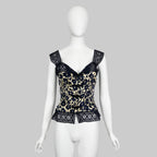 Valentino 1994 Floral Lace &  Silk Blouse