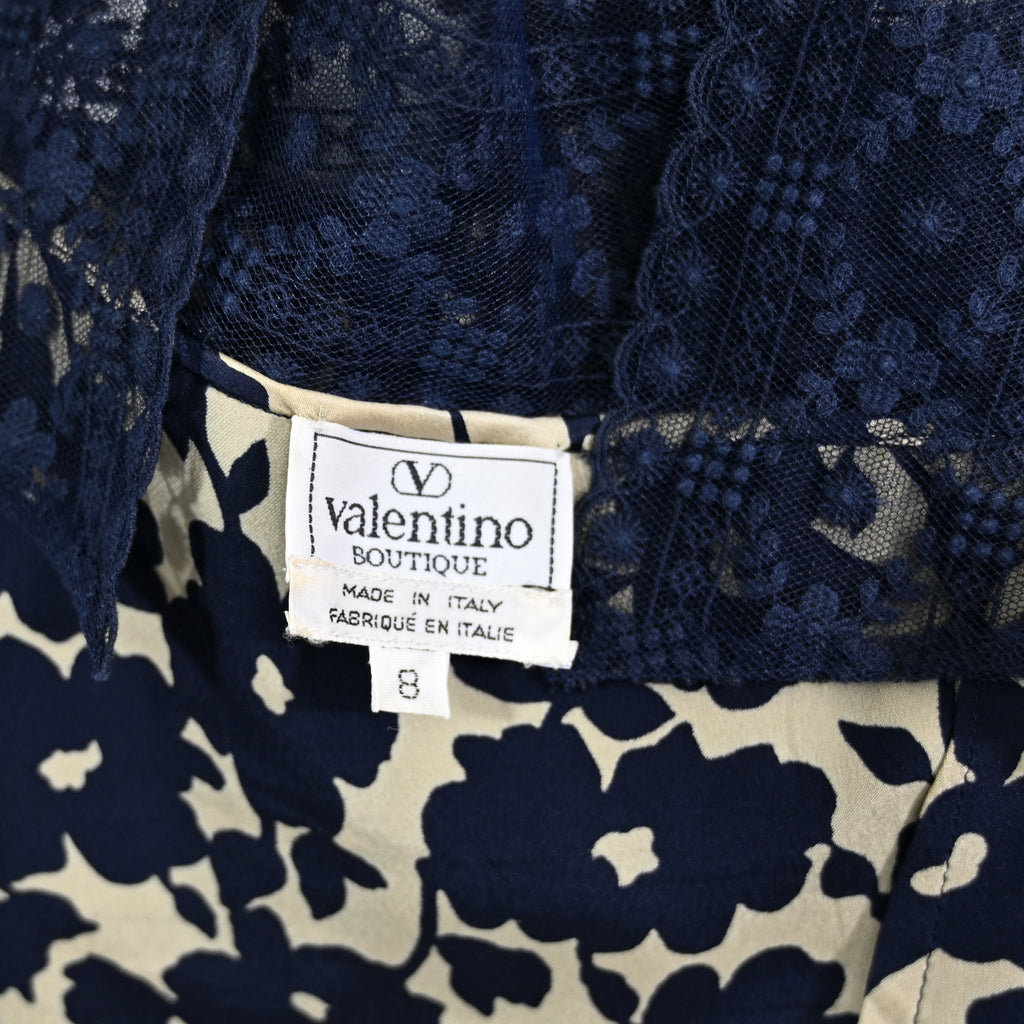 Valentino 1994 Floral Lace &  Silk Blouse